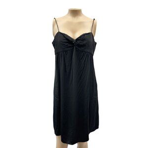 Theory Selby Black Empire Waist Cocktail Dress Twist Front Strappy Womens 8